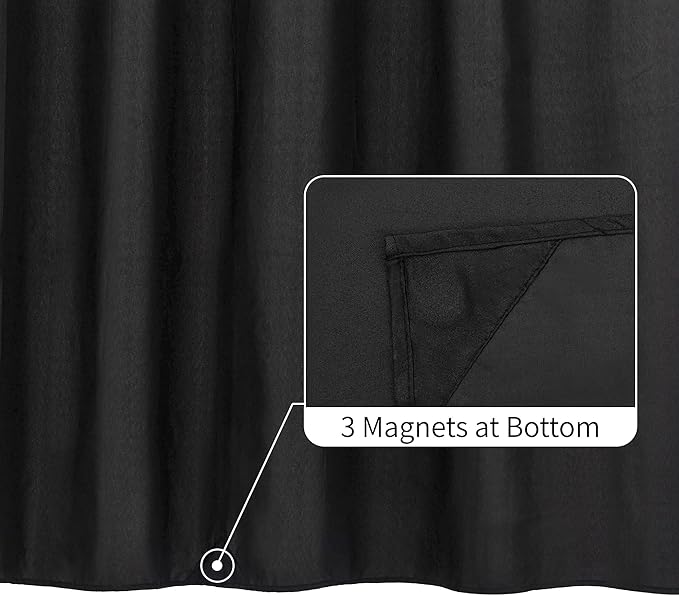 ALYVIA SPRING Long Fabric Shower Curtain Liner Waterproof - 72" x 78", Soft & Lightweight Long Shower Curtain with 3 Magnets, Machine Washable - 72x78, Black
