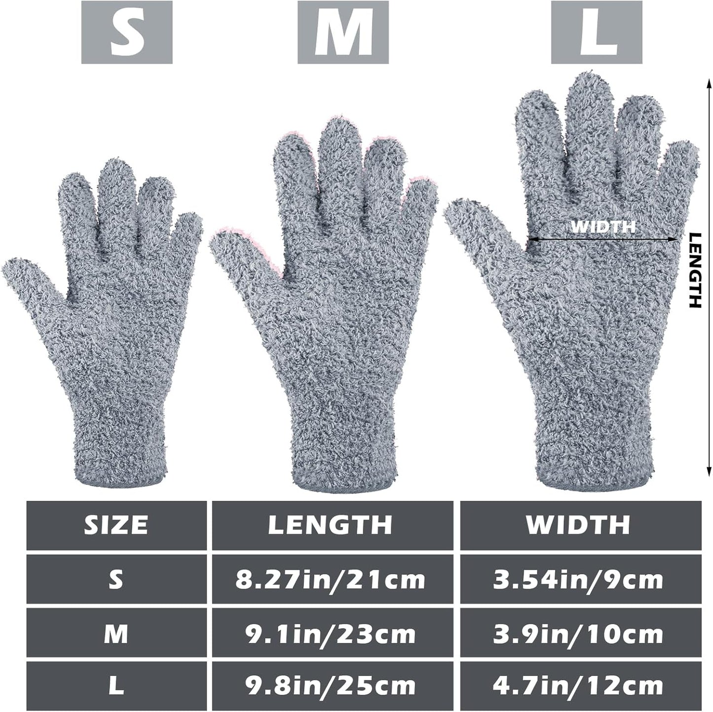 Patelai 3 Pairs Microfiber Plant Dusting Gloves Leaf Cleaning Gloves for Indoor Plants, Blinds, Furniture, House(Large,Dark Blue, Gray, Khaki)