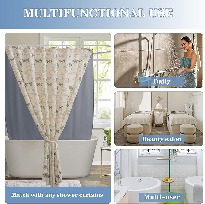 Nasitos Fabric Grey Shower Curtain Liners 4 Pack - W72 x H72 - Washable & Water Resistant Cloth Shower Liner for Bathtub, Soft Hotel Quality, Standard Size (Include 8 Separate Magnets)