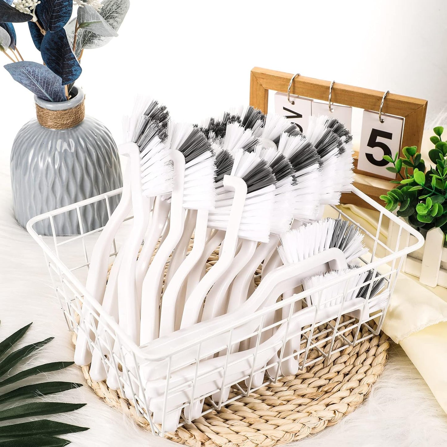 Yinkin 24 Pcs Kitchen Scrub Brush Bulk Sink Bathroom Edge Corner Cleaning Brush Right Angle Mini for Grout Household Dishwasher Tile Lines Window Track Deep Cleaning with Stiff Bristles
