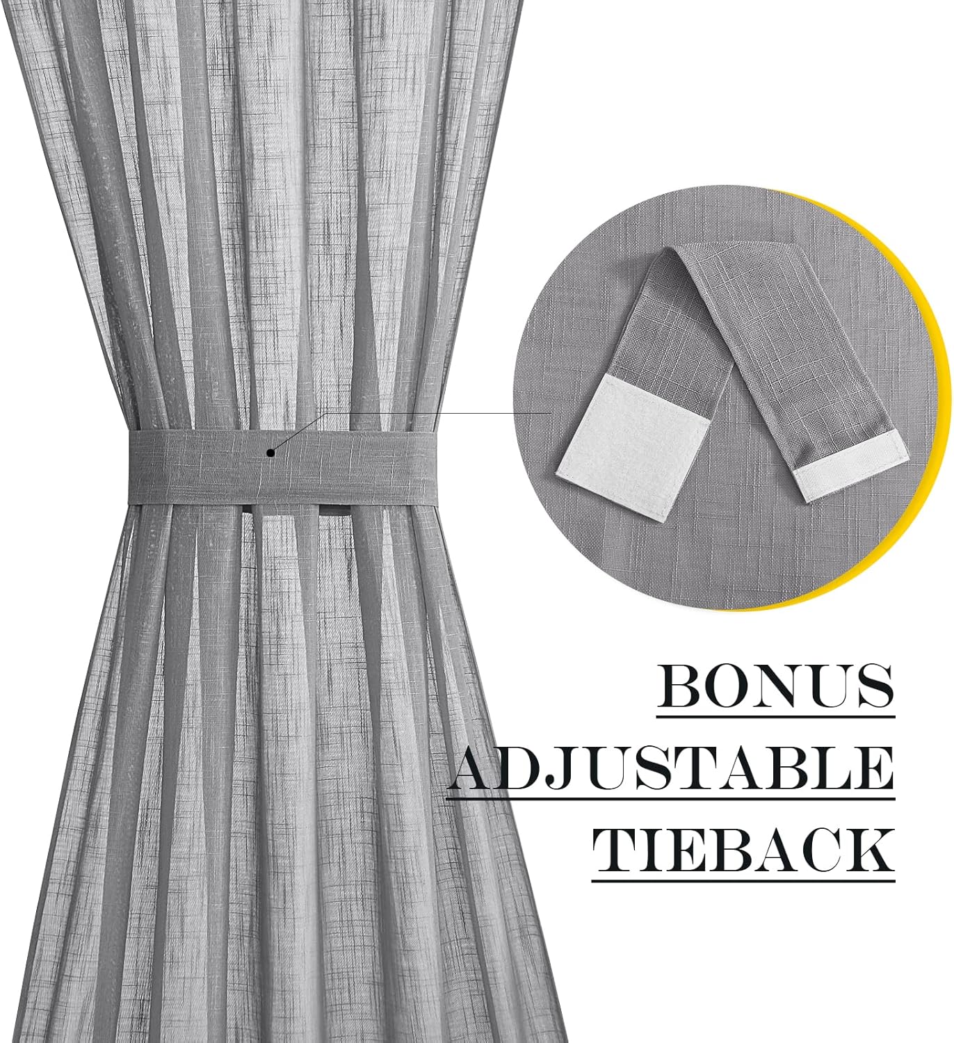 NICETOWN Door Curtains for Sliding Glass French Door, Farmhouse Linen Cutains for Kitchen Light Filtering Rod Pocket Small Window Covering with Tieback, 12" W x 72" L, Dark Grey, 1 PC