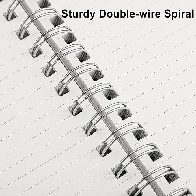 RETTACY Spiral College Ruled Notebook, 300 Pages, A4 Large Size (8.2" x 11.2"), for School, Work, Writing, Journaling, 100 GSM Thick Paper, Flexible Plastic Cover (Dark Green)