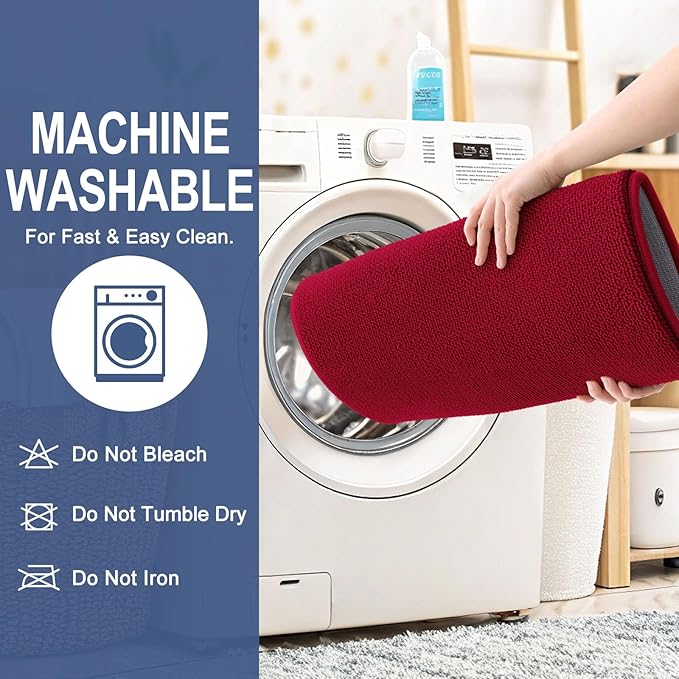 OLANLY Thick Memory Foam Bath Mats Rugs 44x24, Extra Soft Absorbent Bathroom Rug, Quick Dry Bath Mat, Non-Slip, Machine Washable Carpet for Bathroom, Tub and Shower, Home Decor Accessories, Red