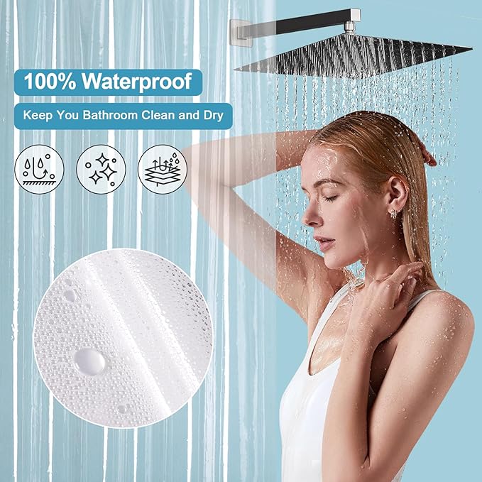EurCross 74 inch Long Stall Shower Curtain Liner with 5 Magnets and Hooks, 9G Premium Clear PEVA Small Plastic Bathroom Shower Curtain 54x74, 9 Metal Grommets