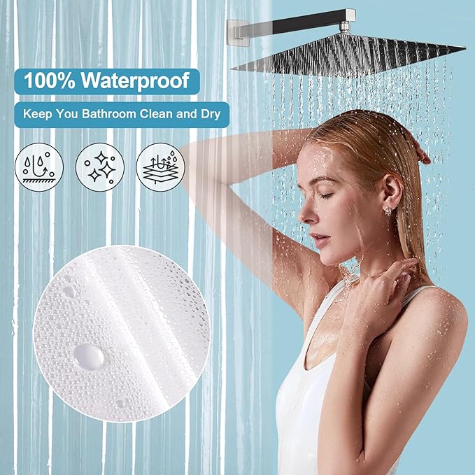 EurCross 92 inch Long Length Clear Shower Curtain Liner with Hooks and 5 Magnet Weights, Heavy Duty Waterproof Premium 9G Transparent PEVA Extra Long Shower Curtain 72x92 inch
