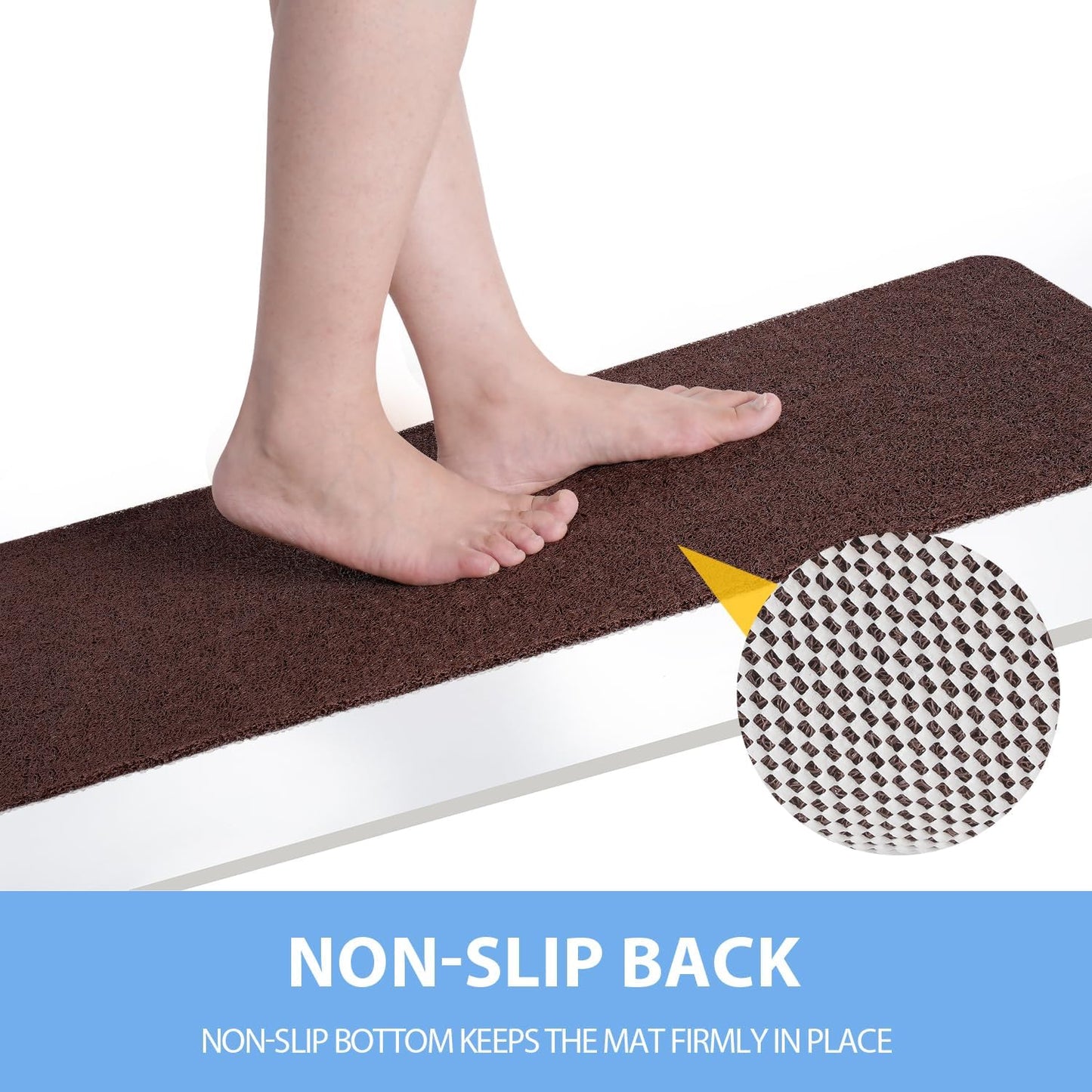 Non-Slip Bathtub Mat, Anti Slip Shower Mat, Fast Drying Bathtub Mats, Foot Scrubber Mat, Anti Slip Mat for Tub, Floor, Bathroom, Kitchen, Home, Hotel (Brown 24"×24")