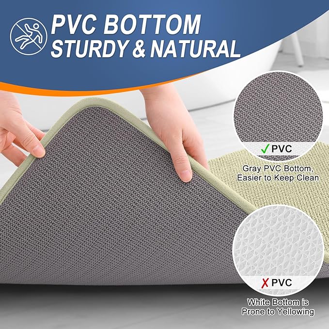 OLANLY Thick Memory Foam Bath Mats Rugs 36x24, Extra Soft Absorbent Bathroom Rug, Quick Dry Bath Mat, Non-Slip, Machine Washable Carpet for Bathroom, Tub and Shower, Home Decor Accessories, Vanilla