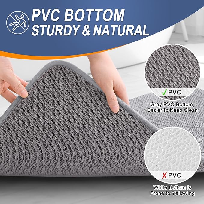 OLANLY Toilet Rugs U-Shaped 24x20, Extra Soft Absorbent Thick Memory Foam Contour Bathroom Rugs, Dry Quickly, Machine Washable, Non-Slip Toilet Bath Mat, Home Decor Accessories, Grey