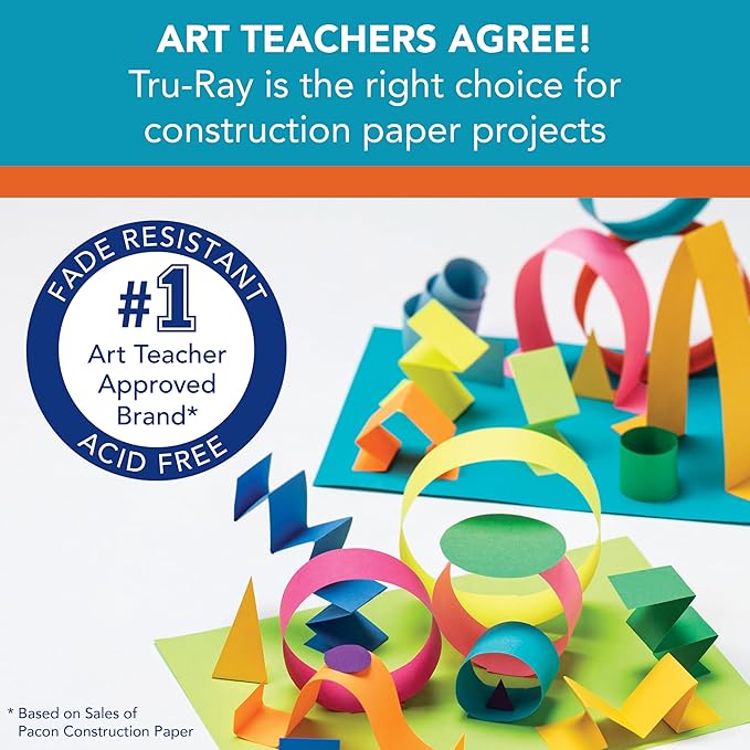 Tru-Ray Construction Paper P103031, 10 Classic Colors, 9" x 12", 50 Sheets
