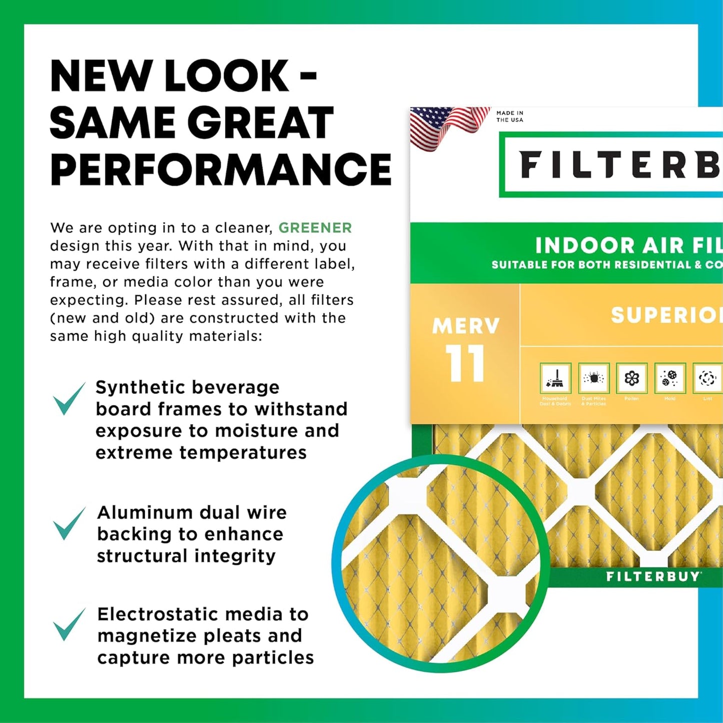 Filterbuy 17x17x1 Air Filter MERV 11 (MPR 1200) Allergen Defense Replacement (4-Pack), Electrostatic Pleated HVAC AC Furnace Filters, Made in USA (Actual Size: 17.00 x 17.00 x 0.75)