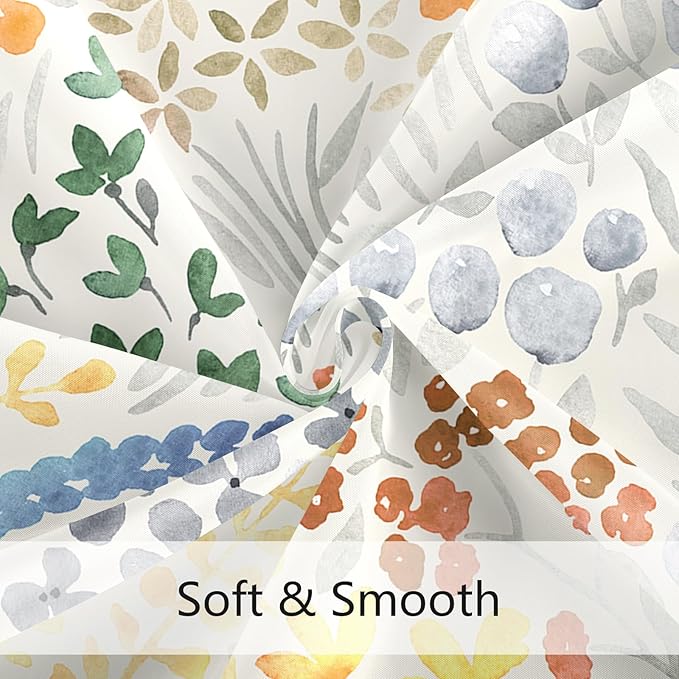 Long Shower Curtain 72 x 78 Inch, Tall Cute Floral Shower Curtain for Bathroom, Orange Wildflower Boho Cottagecore Fabric Shower Curtain Set with Hooks