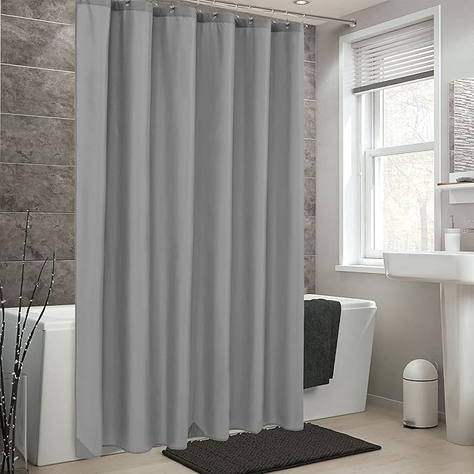 ALYVIA SPRING Long Fabric Shower Curtain Liner Waterproof - 72" x 74", Soft & Lightweight Longer Shower Curtain with 3 Magnets, Machine Washable - 72x74, Grey