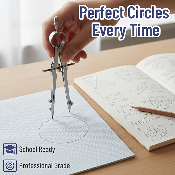 Mr. Pen- Geometry Set, 15 pcs, Green, 6 Inch Swing Arm Protractor, Divider, Set Squares, Ruler, Compasses and Protractor