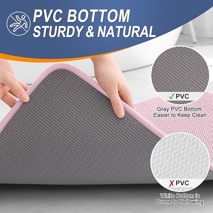 OLANLY Thick Memory Foam Bath Mat Rug 30x20, Extra Soft Absorbent Bathroom Rug, Quick Dry Bath Mats, Non-Slip, Machine Washable Carpet for Bathroom, Tub and Shower, Home Decor Accessories, Dusty Rose