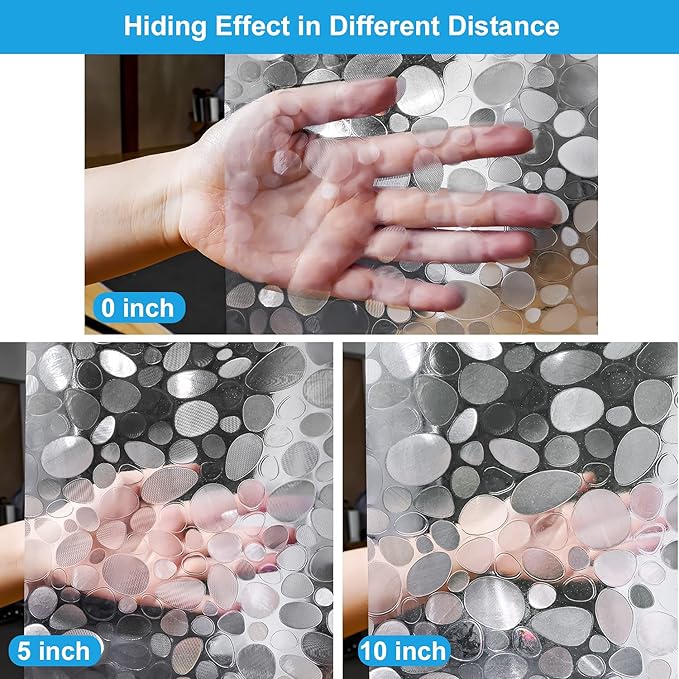 UFRIDAY Extra Long Shower Curtain Liner 72x86 Inch,EVA Plastic Waterproof Shower Curtain with 3 Big Magnets,Heavy Duty,Semi Transparent, 3D Cobblestone Bathroom Liner
