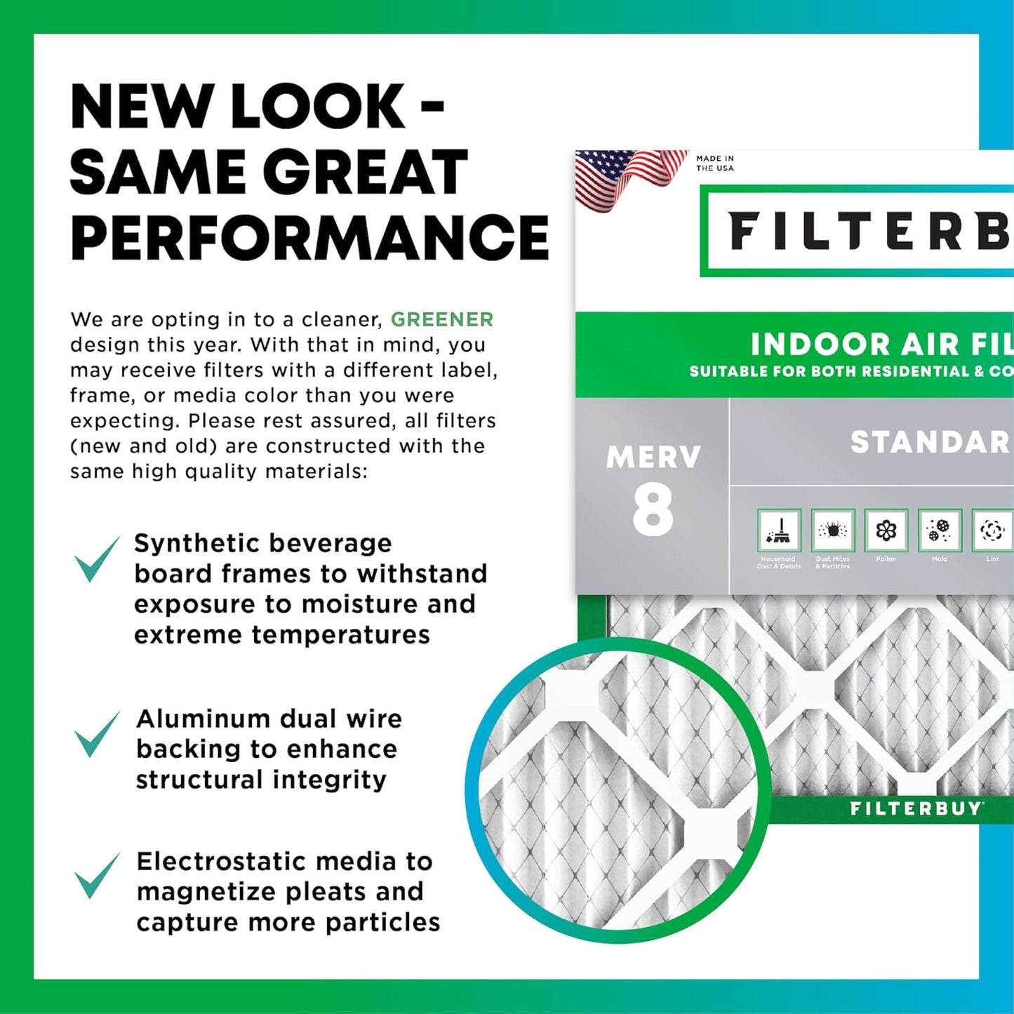 Filterbuy 12x24x1 Air Filter MERV 8 (MPR 700) Dust Defense Replacement (6-Pack), Electrostatic Pleated HVAC AC Furnace Filters, Made in USA (Actual Size: 11.50 x 23.50 x 0.75)