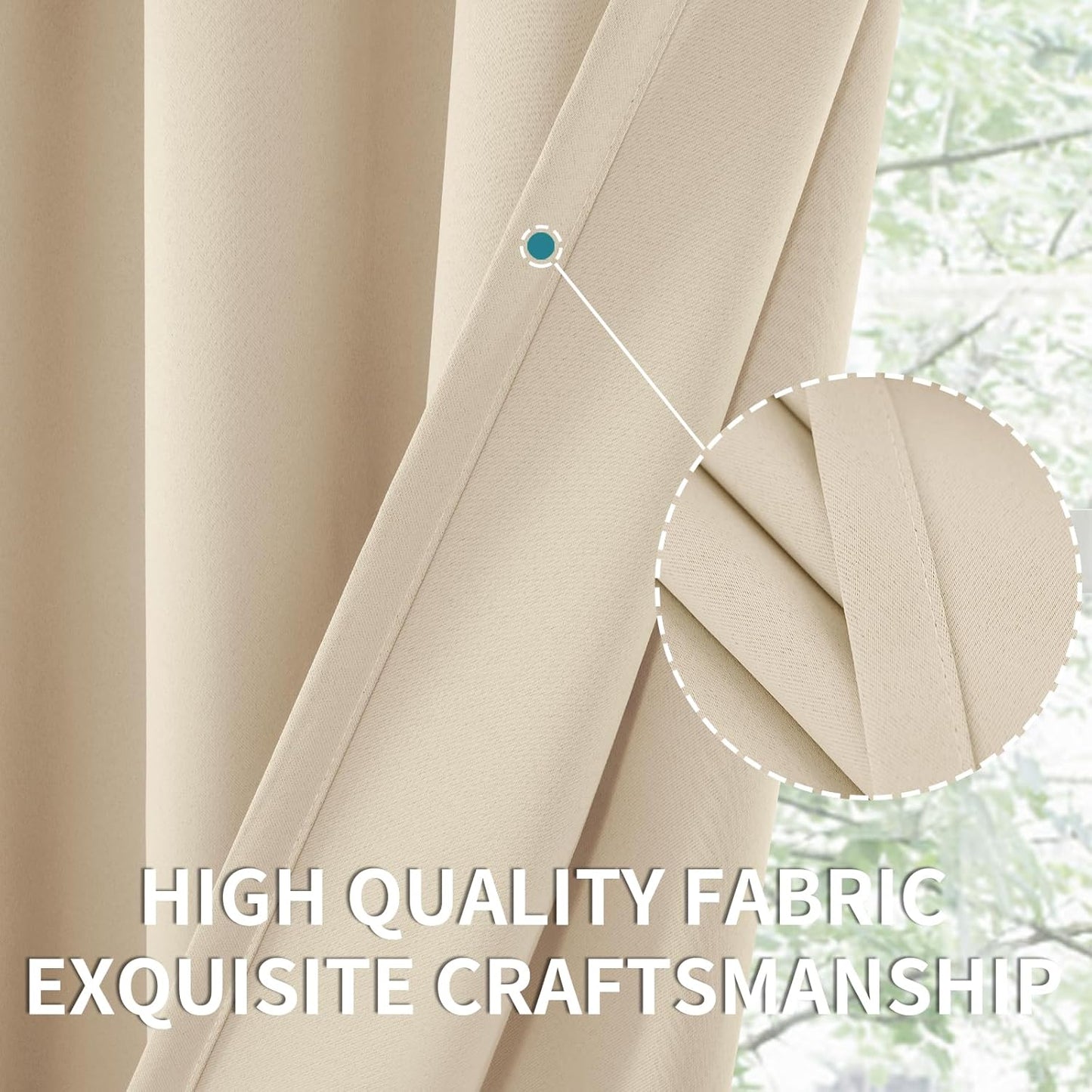 BGment Short Blackout Curtains for Bedroom 40 Inches Long - Thermal Insulated Room Darkening Curtain for Kitchen, Champagne, 34 x 40 Inch, 2 Panels