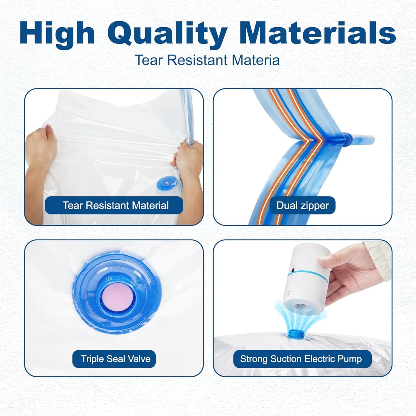 HOUSE DAY 10 Small Vacuum Seal Bags For Clothing Travel, 80% Space Saving Travel Vacuum Bags with Electric Pump, Vacuum Storage Bags For Clothes, Bedding, Moving, Camping, Toys, Storage & Organization