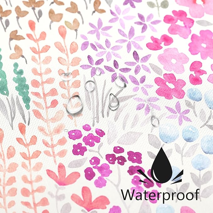 Extra Long Shower Curtain 72 x 84 Inch, Tall Cute Floral Shower Curtain for Bathroom, Hot Pink Wildflower Boho Cottagecore Fabric Shower Curtain Set with Hooks