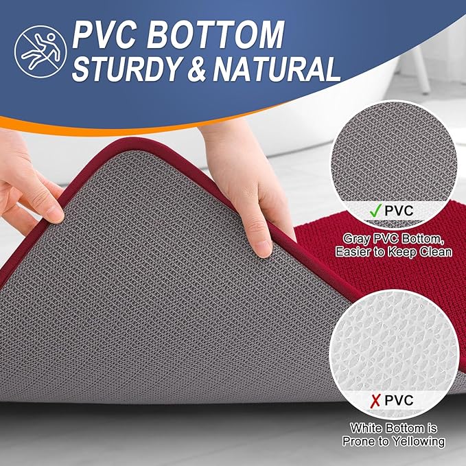 OLANLY Thick Memory Foam Bath Mats Rugs 30x20, Extra Soft Absorbent Bathroom Rug, Quick Dry Bath Mat, Non-Slip, Machine Washable Carpet for Bathroom, Tub and Shower, Home Decor Accessories, Red
