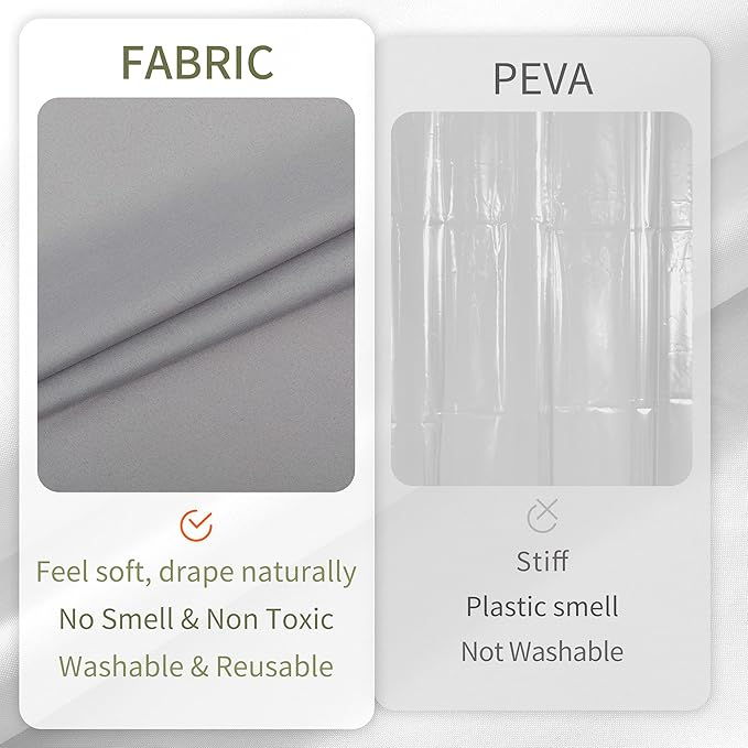ALYVIA SPRING Stall Fabric Shower Curtain Liner Waterproof - 54" x 78", Soft & Lightweight Long Stall Size Shower Curtain with Magnets, Machine Washable - 54x78, Grey