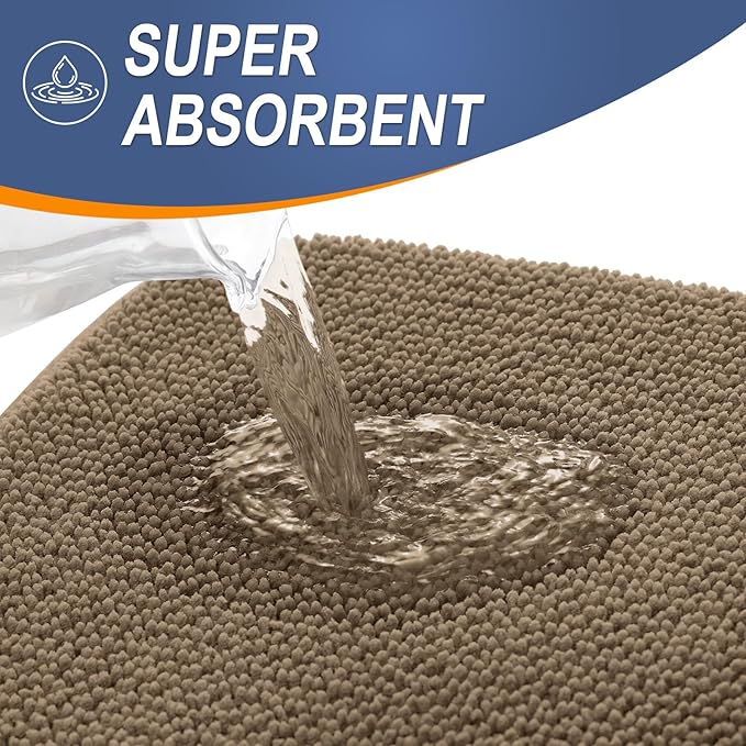 OLANLY Thick Memory Foam Bath Mat Rug 36x24, Extra Soft Absorbent Bathroom Rug, Quick Dry Bath Mats, Non-Slip, Machine Washable Carpet for Bathroom, Tub and Shower, Home Decor Accessories, Tan