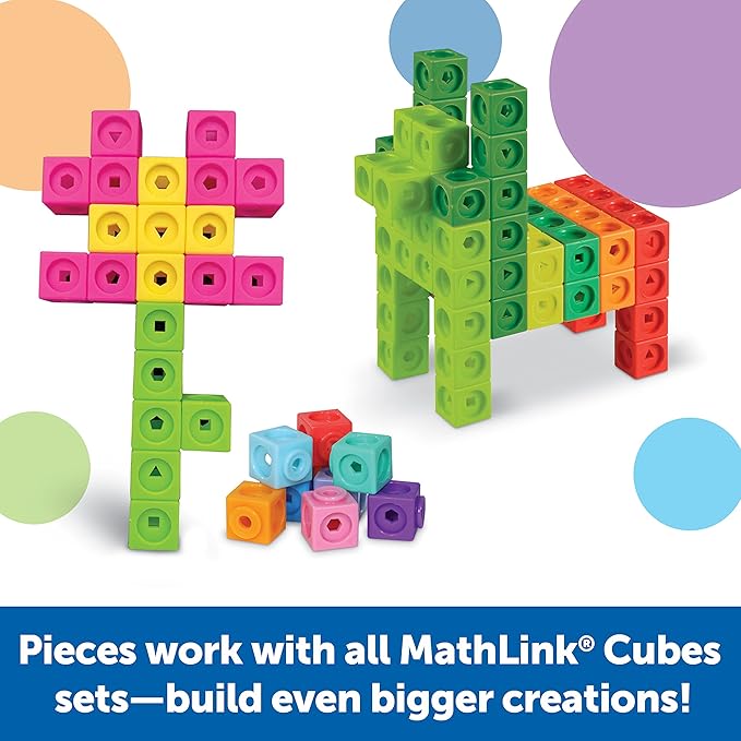 Learning Resources MathLink Cubes Kindergarten Math Activity Set Mathtastics! - Classroom Must Haves, Preschool Activities, Teacher School Supplies, Toddler Montessori Toys, Math Manipulatives