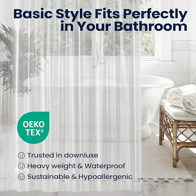 downluxe Set of 2 Clear Shower Curtain Liner, PEVA Heavy Duty Plastic Shower Liner with 3 Magnets, 72" x 72" Waterproof Bathroom Curtain