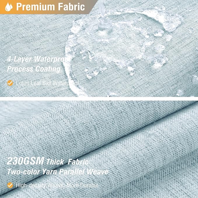 BTTN 78 Inch Long Shower Curtain - Linen Textured Weighted Fabric Shower Curtain Set with 12 Hooks, Tall Hotel Neutral Heavy Duty Waterproof Polyester Shower Curtains for Bathroom - 72x78 - Fog Blue