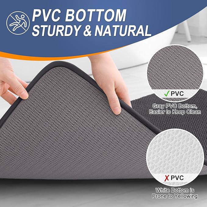 OLANLY Thick Memory Foam Bath Mat Rug 59x20, Extra Soft Absorbent Bathroom Rug, Quick Dry Bath Mats, Non-Slip, Machine Washable Carpet for Bathroom, Tub and Shower, Home Decor Accessories, Dark Grey