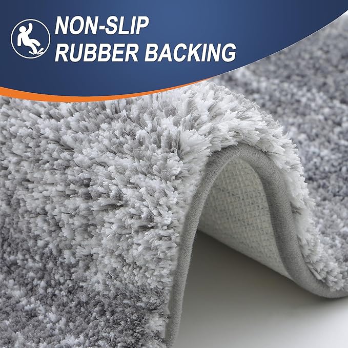 OLANLY Bathroom Rugs Mat 36x24, Extra Soft Absorbent Microfiber Bath Rugs, Rubber Backing, Quick Dry, Machine Washable Bath Mats for Bathroom Floor, Tub and Shower, Home Decor Accessories, Grey