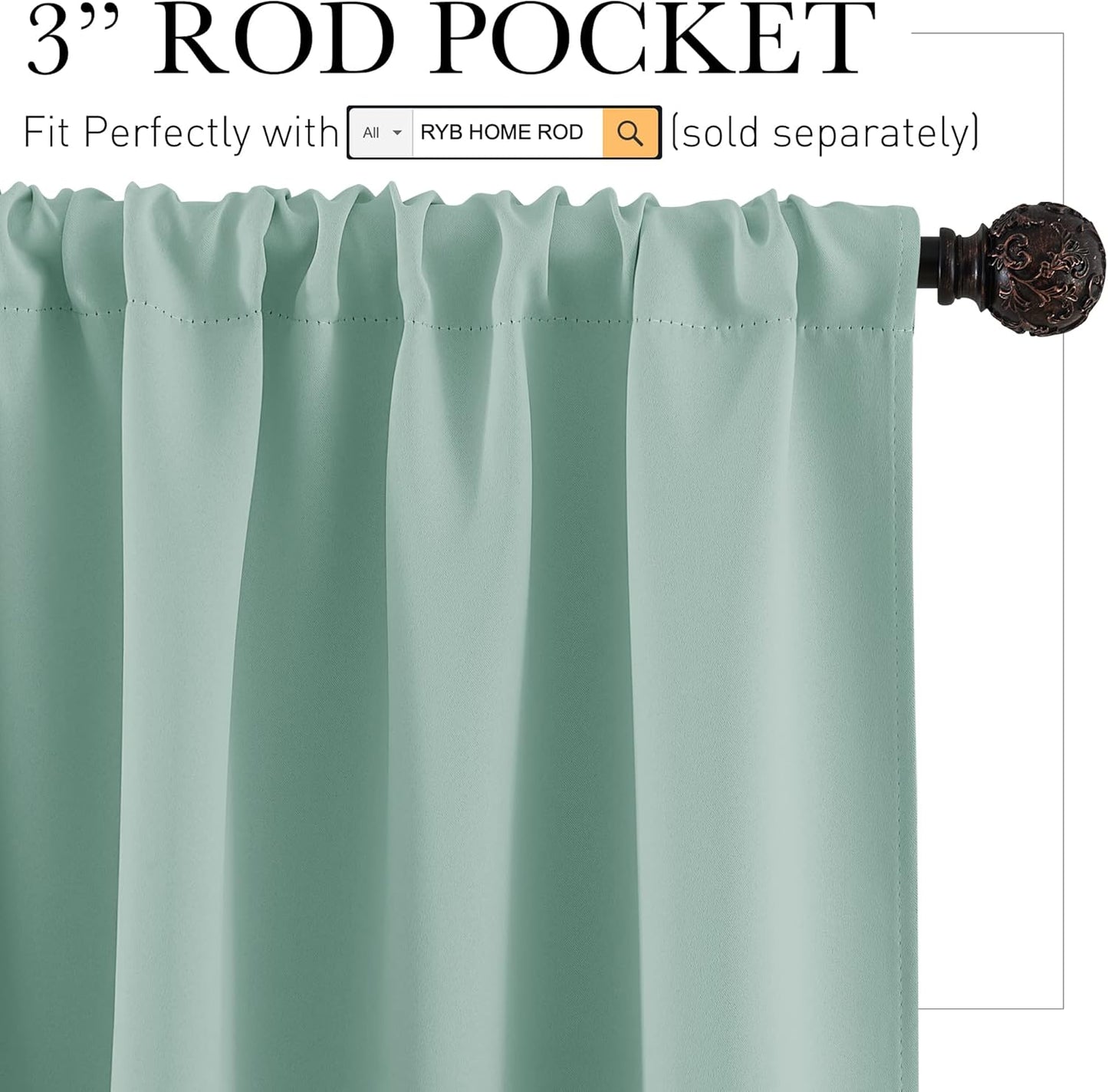 RYB HOME Dorm Curtains Room Darkening, 45 inch Length Privacy Window Treatment Thermal Insulated Covers for Shortage Room Studio Nursery, W29 x L45 inch, 2 Panels, Aqua