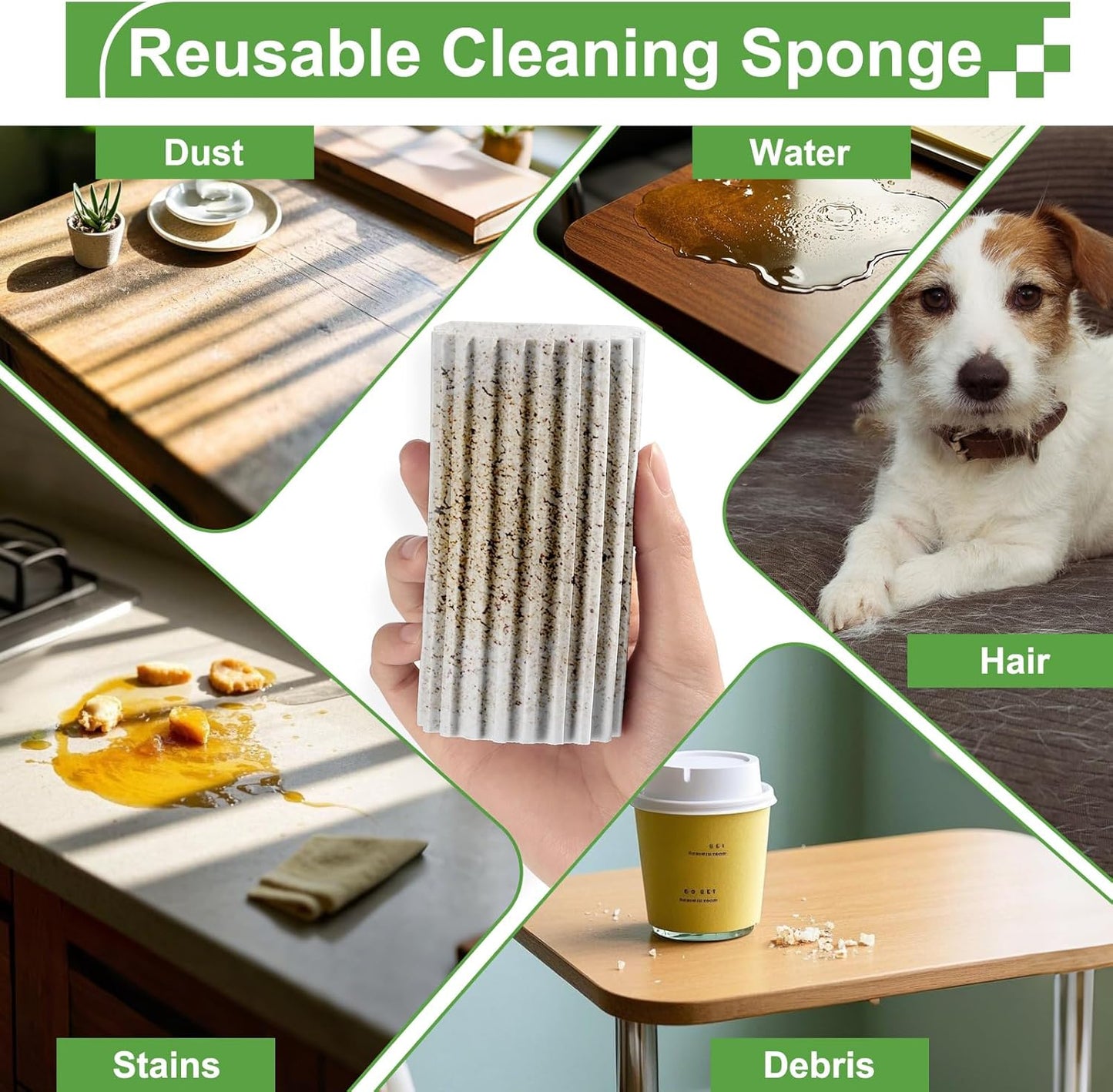 4-Pack Damp Clean Duster Sponge,Reusable Magic Dusting Sponge Brush for Cleaning Blinds, Glass, Baseboards,Vents,Railings,Mirrors,Window Track Grooves and Faucets (Grey,Yellow,Pink,Green)
