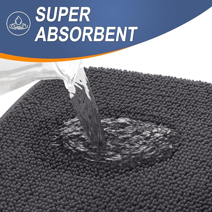 OLANLY Thick Memory Foam Bath Mat Rug 59x35, Extra Soft Absorbent Bathroom Rug, Quick Dry Bath Mats, Non-Slip, Machine Washable Carpet for Bathroom, Tub and Shower, Home Decor Accessories, Dark Grey