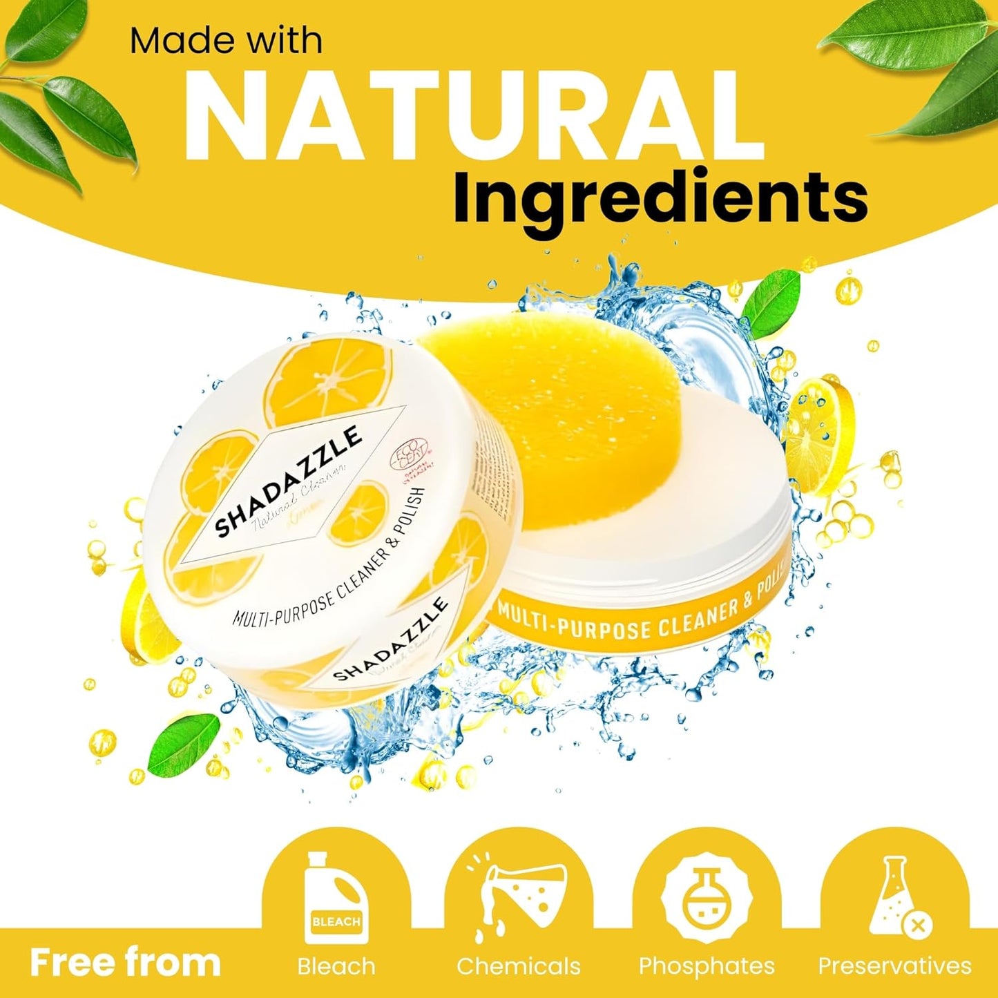 Shadazzle Natural All Purpose Cleaner and Polish – Eco friendly Multi-purpose Cleaning Product (2 Packs, Lemon)