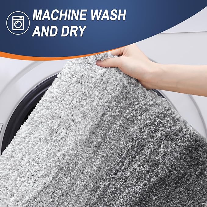 OLANLY Bathroom Rugs Mat 34x21, Extra Soft Absorbent Microfiber Bath Rugs, Rubber Backing, Quick Dry, Machine Washable Bath Mats for Bathroom Floor, Tub and Shower, Home Decor Accessories, Grey