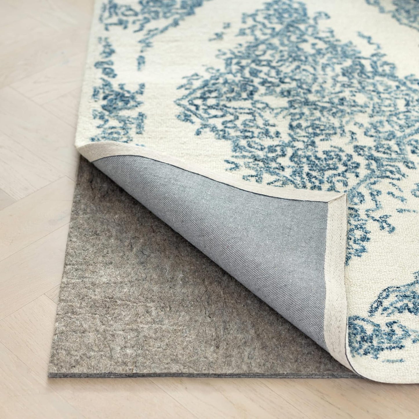 RUGPADUSA - Dual Surface - 2'10" x 4'10" - 3/8" Thick - Felt + Rubber - Enhanced Non-Slip Rug Pad - Adds Comfort and Protection - for Hard Surface Floors