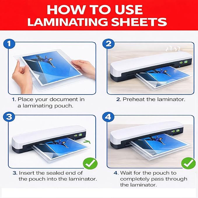5MIL Thermal Laminating Sheets (100 Count) 5.3x7.2 inch, Photo Size Dry-Erase Friendly Laminating Pouches, Compatible with Laminators, Crystal Clear Laminated Finish