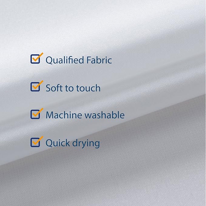 N&Y HOME Fabric Shower Curtain Liner 69 x 70 inches, Hotel Quality, Washable, Water Resistant White Spa Bathroom Curtains with Grommets, 69x70