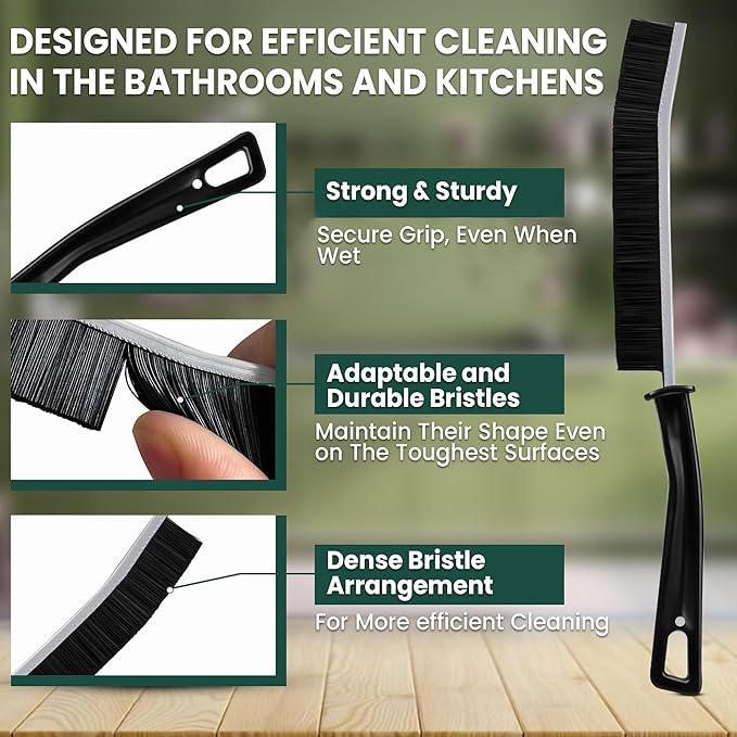 Crevice Cleaning Brush Set – 6Pcs Hard Bristle Cleaning Tools for Grout, Tile Floors, Gaps & Narrow Spaces – Small Grout Scrub Brush for Cleaning Bathroom, Shower, Window Tracks, Kitchen