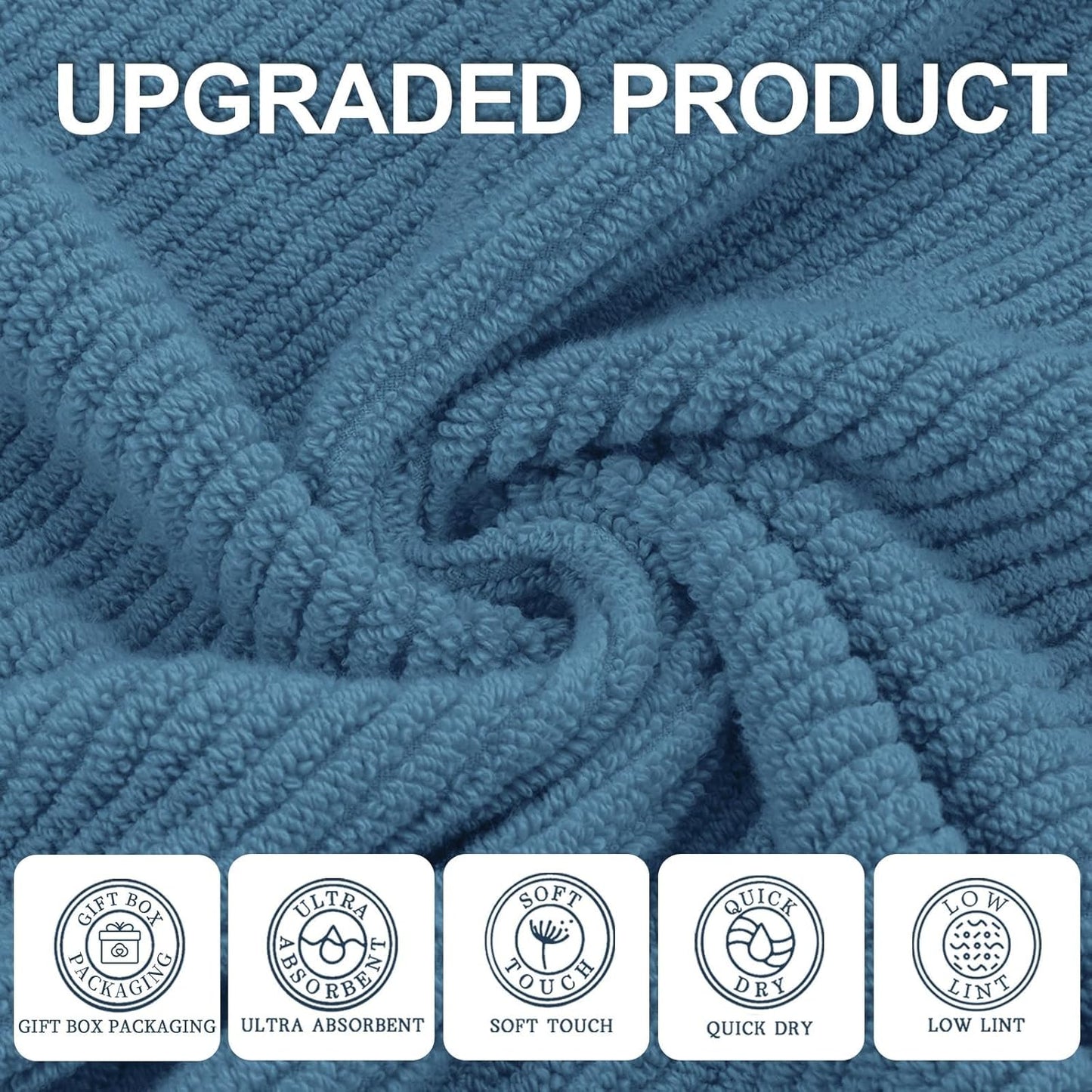 Blue Washcloths 6 Pack, 13"x13" - 100% Cotton | Lightweight | Thick | Quick Dry | Soft | Absorbent, Wash Cloths for Your Face and Body, Hand Towels for Shower, Bathroom Essentials, Denim Blue