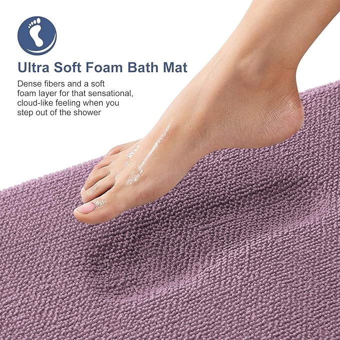 OLANLY Thick Memory Foam Bath Mat Rug 47x24, Extra Soft Absorbent Bathroom Rug, Quick Dry Bath Mats, Non-Slip, Machine Washable Carpet for Bathroom, Tub and Shower, Home Decor Accessories, Deep Plum