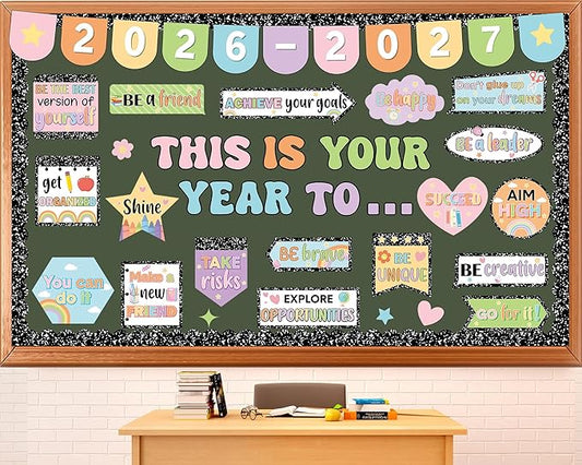 This is Your Year Bulletin Board Set Composition Notebook Classroom Decorations Welcome Back to School Paper Cutouts Positive Affirmation Bulletin Board Borders for School Wall Door Decor