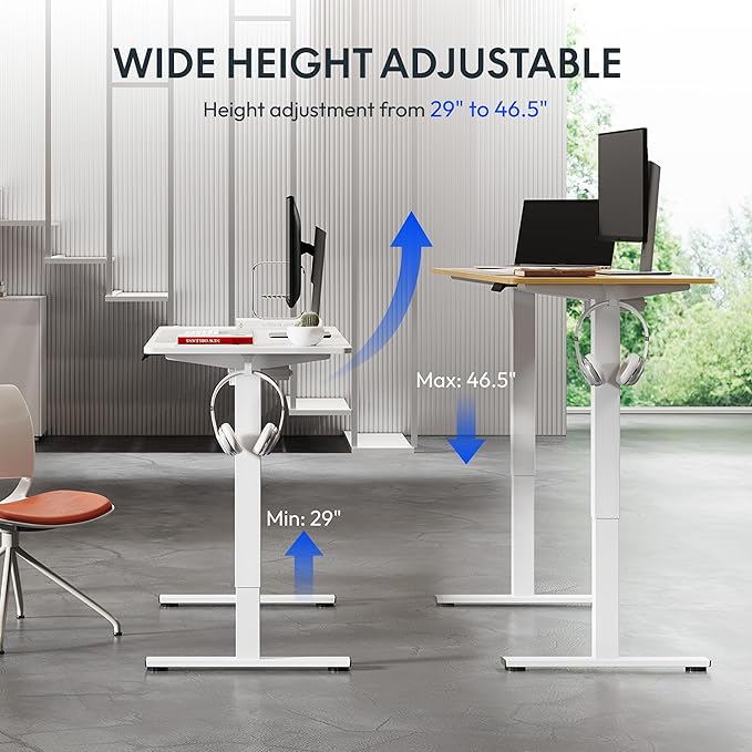 FLEXISPOT 63x24 Inch Electric Height Adjustable Standing Desk for Home & Office, Splice Board Desk for Computer Workstation, Study, or Creative Setup, White