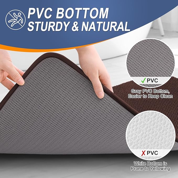 OLANLY Thick Memory Foam Bath Mats Rugs 40x32, Extra Soft Absorbent Bathroom Rug, Quick Dry Bath Mat, Non-Slip, Machine Washable Carpet for Bathroom, Tub and Shower, Home Decor Accessories, Brown