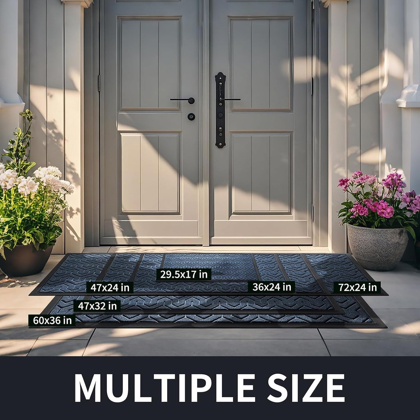 Yimobra Large Door Mat Outside Entrance 36x24, Waterproof Heavy Duty Outdoor Mats for Front Door, Non Slip Rubber Entry Mat for Garage Patio, Easy Clean, Blue