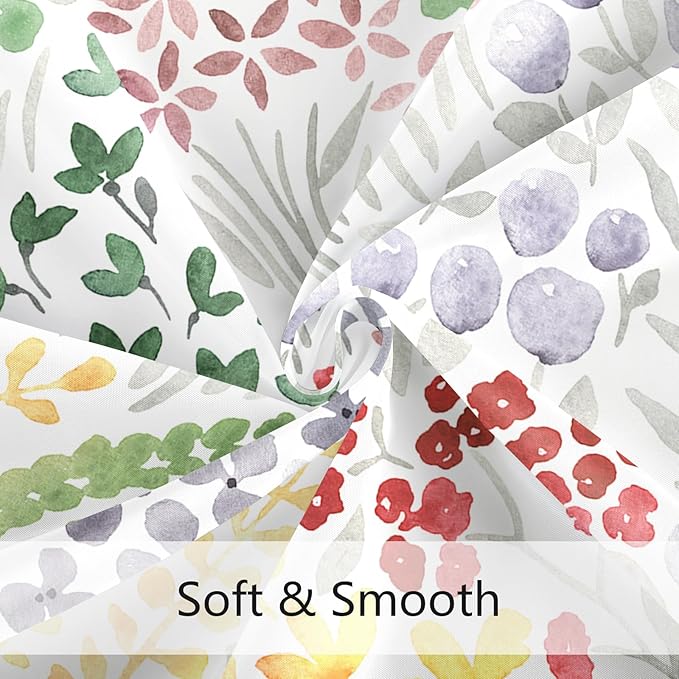 Extra Long Shower Curtain 72 x 84 Inch, Tall Cute Floral Shower Curtain for Bathroom, Sage Green Wildflower Boho Cottagecore Fabric Shower Curtain Set with Hooks