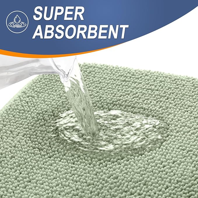 OLANLY Thick Memory Foam Bath Mat Rug 45x27, Extra Soft Absorbent Bathroom Rug, Quick Dry Bath Mats, Non-Slip, Machine Washable Carpet for Bathroom, Tub and Shower, Home Decor Accessories, Sage Green