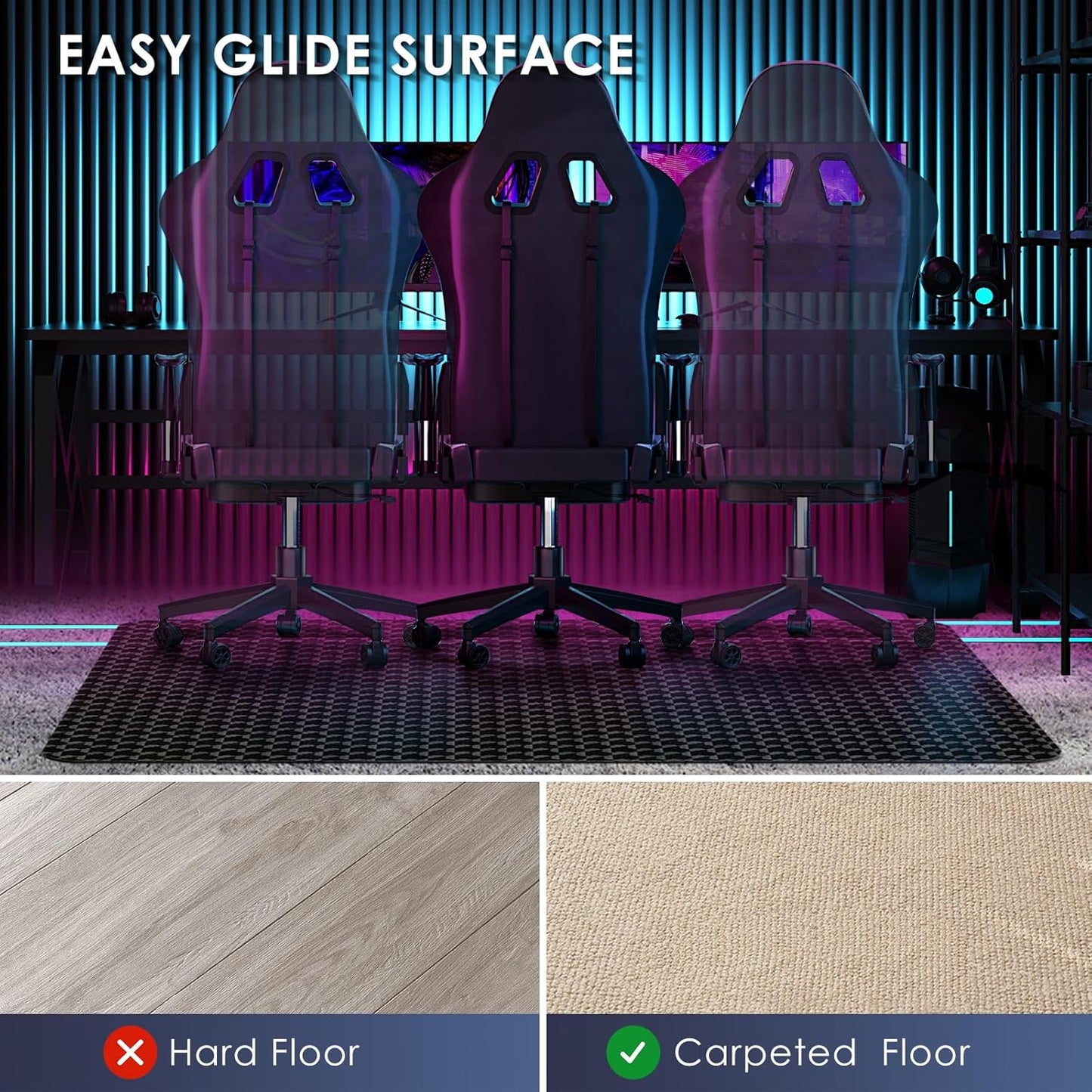 Vicwe Office Chair Mat for Carpet, 48"x36" Anti-Slip Waterproof Floor Protector Desk Chair Mat for Rolling Chairs, Heavy Duty Chair Mat with Studs,Easy Glide Floor Mat for Home,Gaming