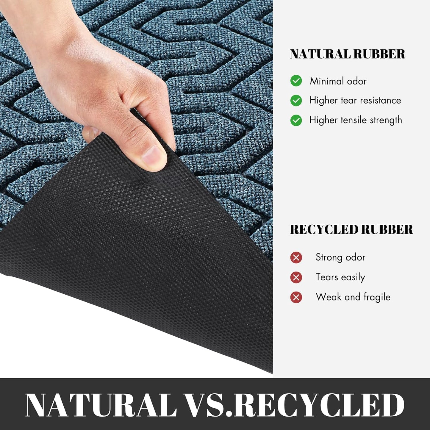 Yimobra Extra Large Door Mat Outside Entrance 60x32, Waterproof Heavy Duty Outdoor Mats for Front Door, Non Slip Rubber Entry Mat for Garage Patio, Easy Clean, Mix Blue